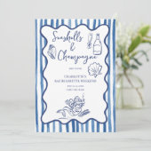 Seashells & Champagne Junggeselinnen-Abschied Einladung (Stehend Vorderseite)