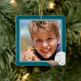 Seashells Christmas Foto Ornament Sea Blue