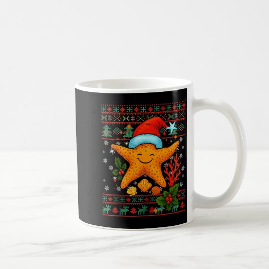 Seashells Christmas Ocean Water Starfish Ugly Xmas Kaffeetasse (Rechts)