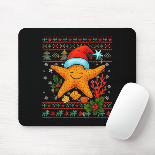 Seashells Christmas Ocean Water Starfish Ugly Xmas Mousepad (Mit Mouse)