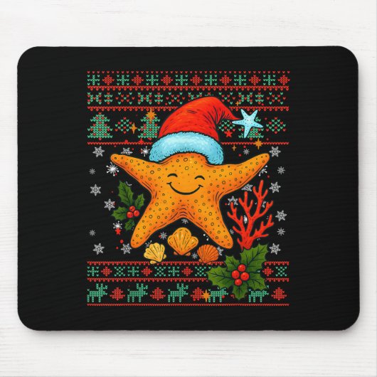 Seashells Christmas Ocean Water Starfish Ugly Xmas Mousepad (Vorne)