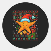 Seashells Christmas Ocean Water Starfish Ugly Xmas Runder Aufkleber (Vorderseite)