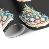 SeaShells Christmas Tree Ocean Water Starfish  Geschenkpapier (Rolleneckpunkt)