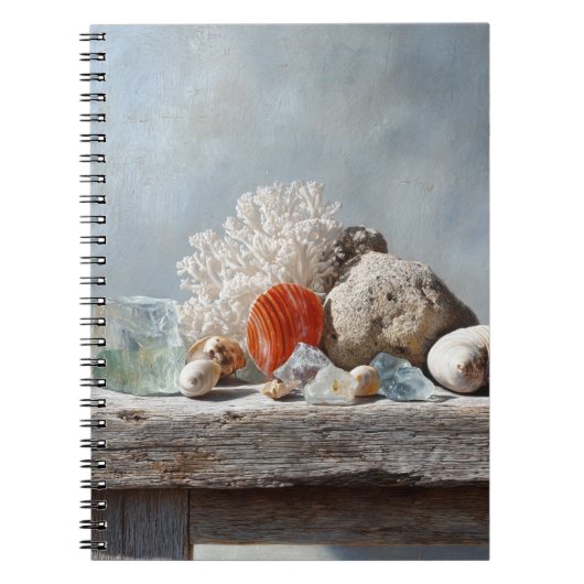 Seashells Coral Coastal Still Life Notebook Notizblock (Vorderseite)