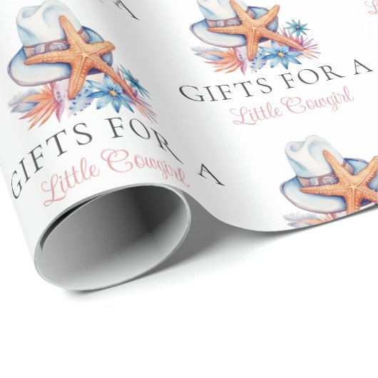 Seashells Cowgirl Had Pattern Bay Shower Geschenkpapier (Rolleneckpunkt)
