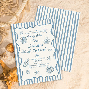 Seashells Der Sommer, den ich zum dreißigsten Gebu Einladung