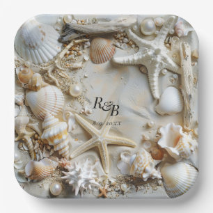 Seashells Driftwood Beach Pappteller