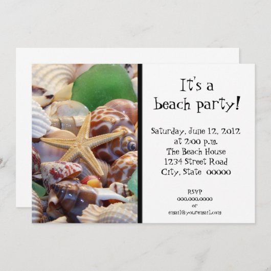 Seashells Einladungen (Vorne/Hinten)