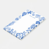 Seashells Frame Blue Beach INDIVIDUELLE NAME Post-it Klebezettel (angewinkelt)