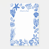 Seashells Frame Blue Beach INDIVIDUELLE NAME Post-it Klebezettel (Vorderseite)