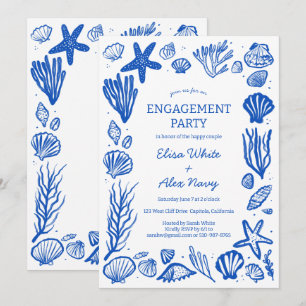 Seashells Frame Verlobung Beach CUSTOM Einladung