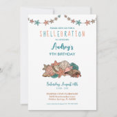 Seashells Girls Beach Geburtstag Einladung (Vorderseite)