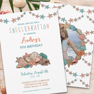 Seashells Girls Beach Geburtstag Einladung