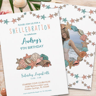 Seashells Girls Beach Geburtstag Einladung