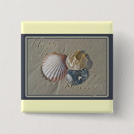 Seashells Happy Birthday Coordinated Items Button (Vorderseite)