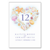 Seashells Herz Aquarell Hochzeit Brauch Tischnummer (Rückseite)