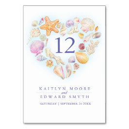 Seashells Herz Aquarell Hochzeit Brauch Tischnummer