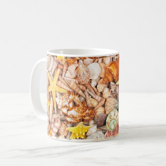 Seashells-Hintergrund Kaffeetasse (Vorderseite Links)