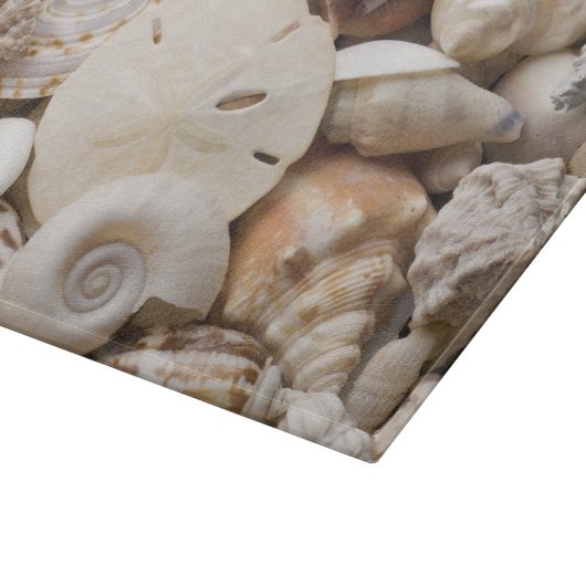 Seashells-Hintergrund-SeeMuschelstarfish-Schablone Schneidebrett (Ecke)