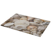 Seashells-Hintergrund-SeeMuschelstarfish-Schablone Schneidebrett (Ecke)
