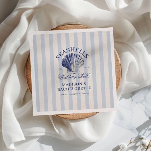 Seashells & Hochzeitsglocken Bachelorette gestreif Serviette