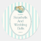 Seashells & Hochzeitsglocken Bachelorette Runder Aufkleber (Vorderseite)