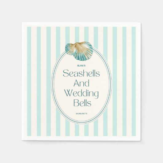 Seashells & Hochzeitsglocken Bachelorette Serviette (Vorderseite)