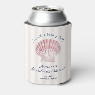 Seashells & Hochzeitsglocken Pink Navy Bachelorett Dosenkühler