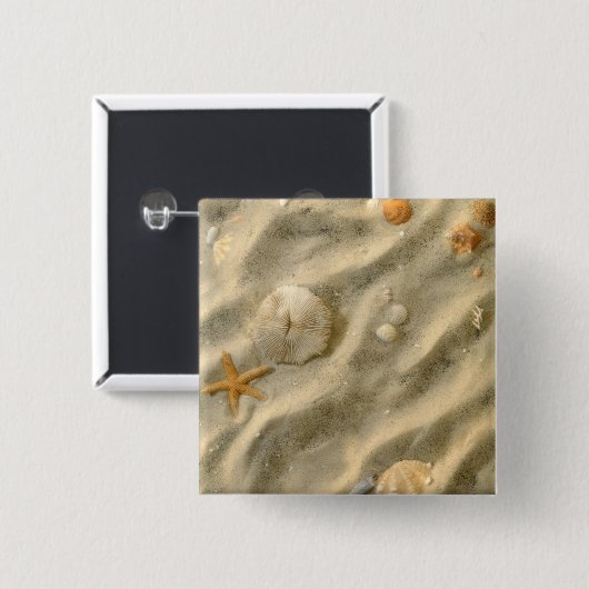 Seashells im Sand Button (Vorne & Hinten)
