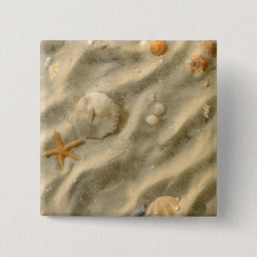 Seashells im Sand Button (Vorderseite)