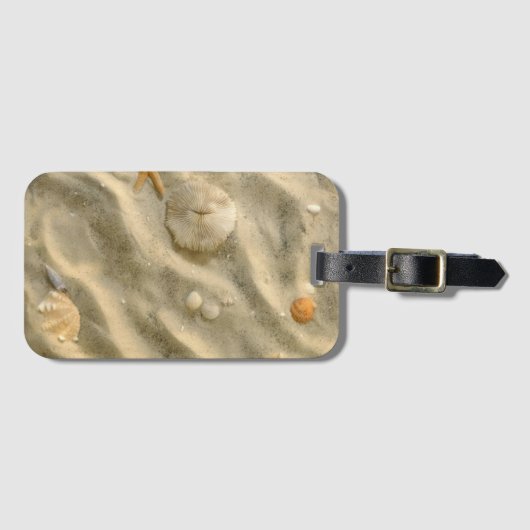 Seashells im Sand Gepäckanhänger (Vorderseite (Horizontal))