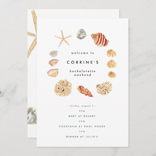 Seashells Junggeselinnen-Abschied Extra Day Einladung (Vorne/Hinten)