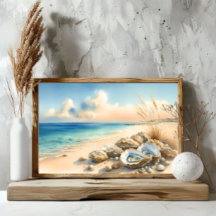 Seashells Kies Shore Ocean Beach Art Print Poster