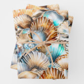 Seashells kollackieren schimmerndes Strandmuster Geschenkpapier Set (Beispiel)