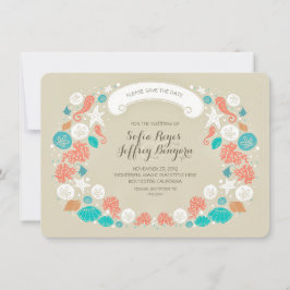 Seashells Kranz-Strand speichern Sie das Datum CAR Save The Date