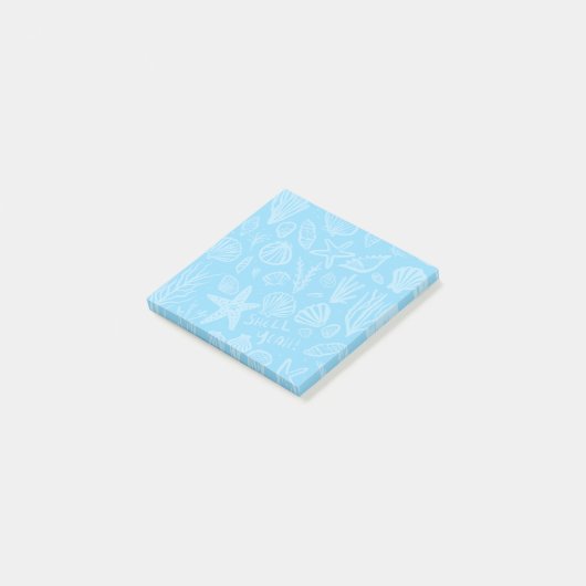 Seashells Light Blue Beach MUSCHEL YEAH Post-it Klebezettel (angewinkelt)