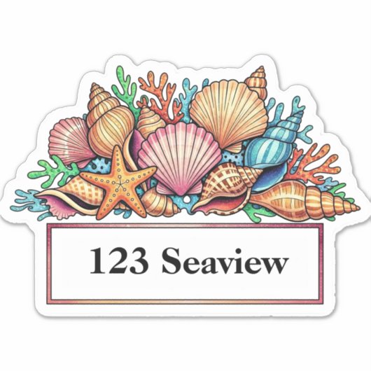 Seashells mailbox address sticker (Vorderseite)