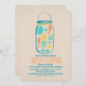 Seashells Masson Jar Strand Hochzeitseinladungen Einladung (Vorne/Hinten)