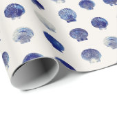 Seashells Modernes blaues Meer Geschenkpapier (Rolleneckpunkt)