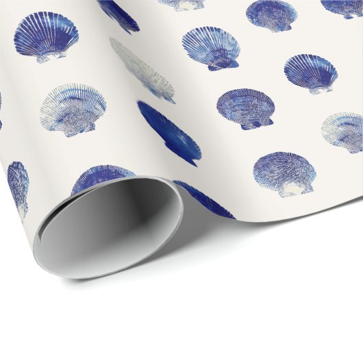 Seashells Modernes blaues Meer Geschenkpapier (Rolleneckpunkt)