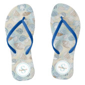 Seashells Monogram Name Coasttern Muster Badesandalen (Fußbett)