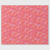 Seashells Muscheln Mollusk Nautic Pattern Red Geschenkpapier (Flach)