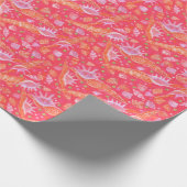 Seashells Muscheln Mollusk Nautic Pattern Red Geschenkpapier (Ecke)