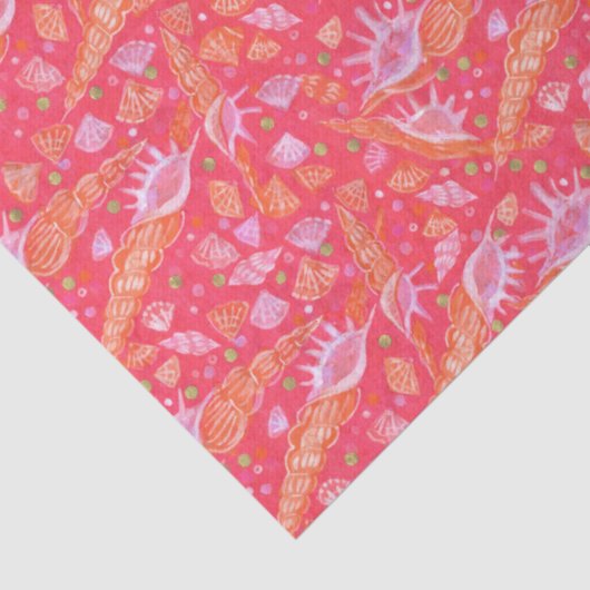 Seashells Muscheln Mollusk Nautic Pattern Red Seidenpapier (Detail)