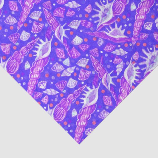 Seashells Muscheln Nautisches Muster Ultramarine Seidenpapier (Detail)