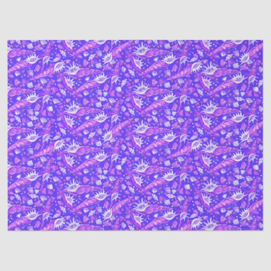 Seashells Muscheln Nautisches Muster Ultramarine Seidenpapier (Vorderseite)