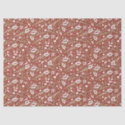 Seashells Muscheln Schönes Muster Terracotta Seidenpapier (Vorderseite)