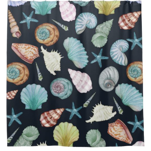 Seashells Muster Duschvorhang (Vorderseite)