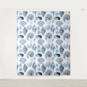 Seashells Muster in Blue Beach House Wandteppich (Vorderseite)