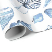 Seashells-nahtloses Muster im Blau Geschenkpapier (Rolleneckpunkt)